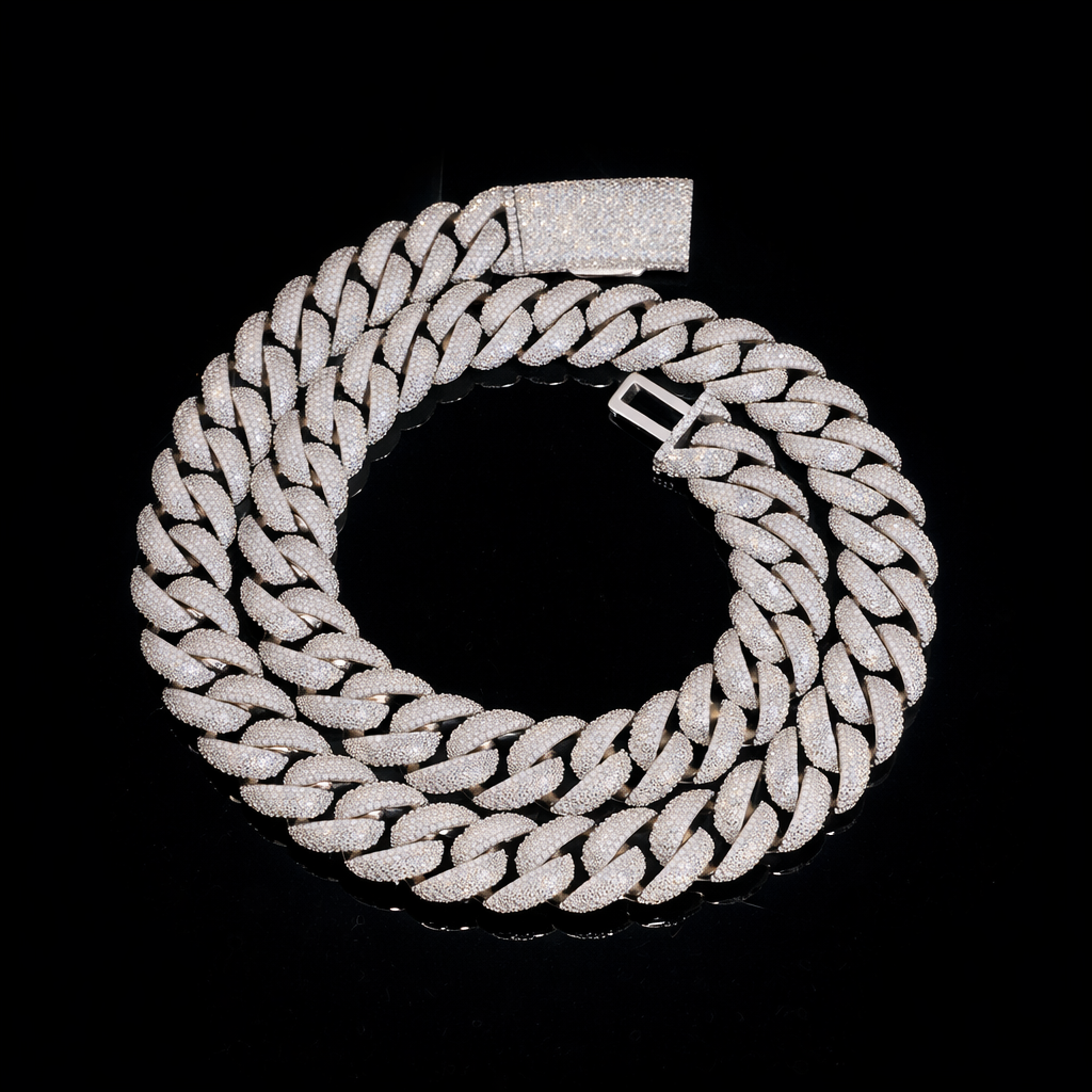 BIG ROYALS ICE VVS1 925 Silver Cuban