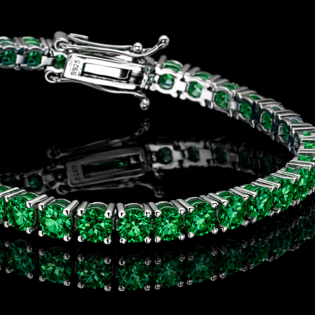 PURECUT ICE GREEN VVS1 18K White Gold Tennis
