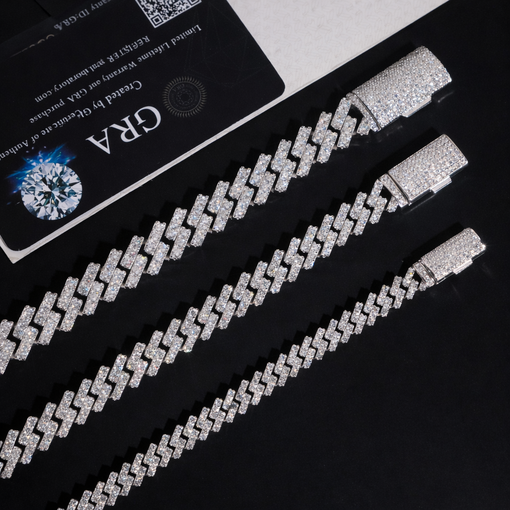 MONACO ICE VVS1 18K White Gold Cuban