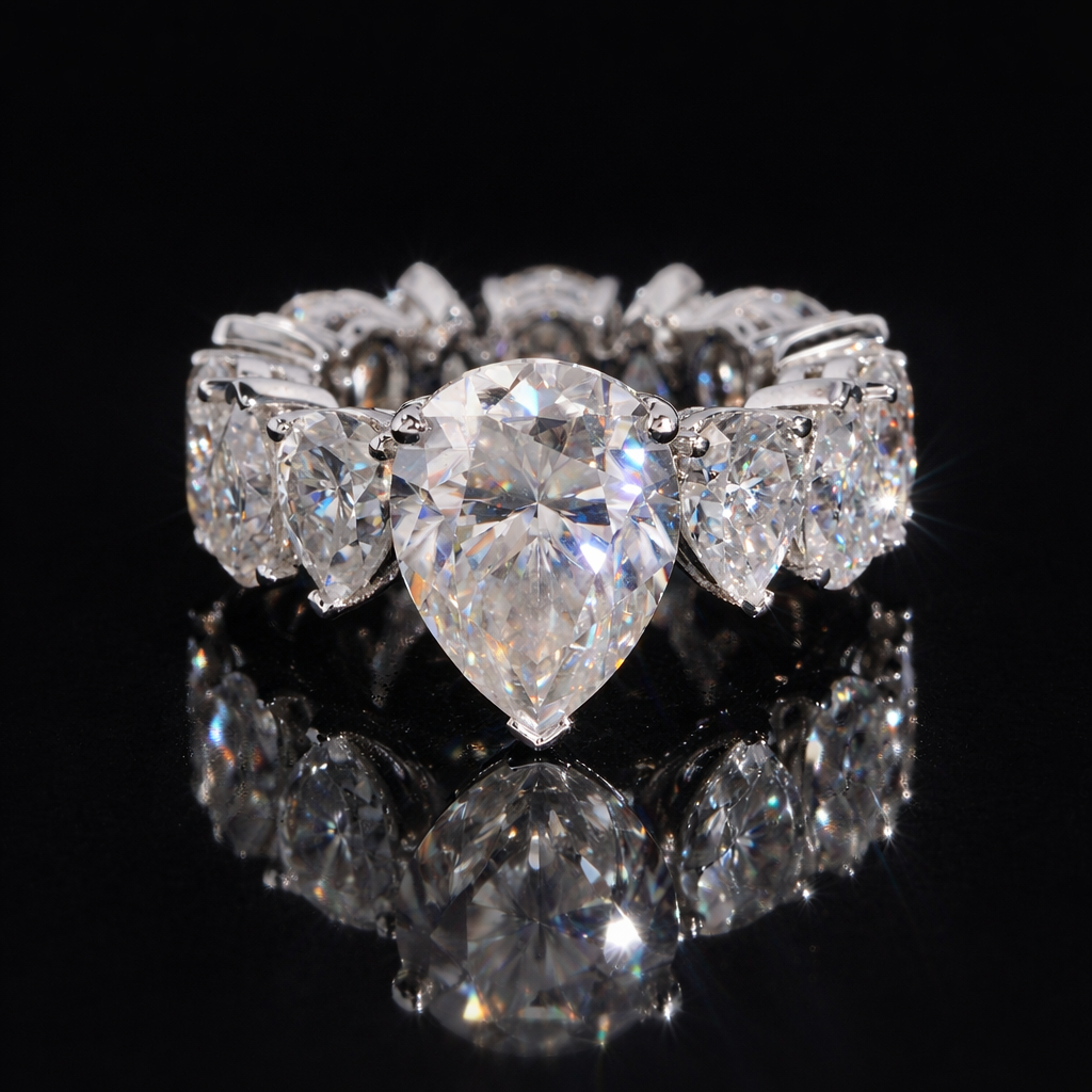 PURE ICE VVS1 10K Solid White Gold Ring