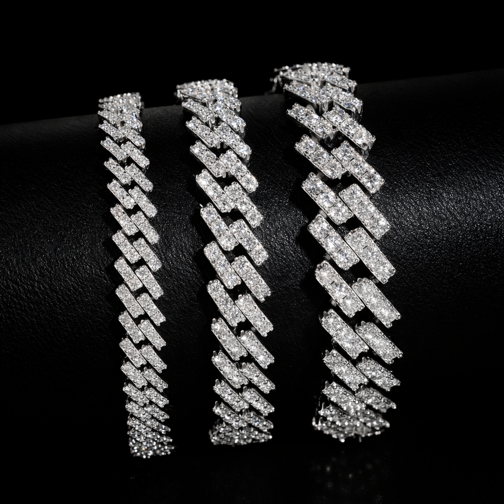 MONACO ICE VVS1 18K White Gold Cuban