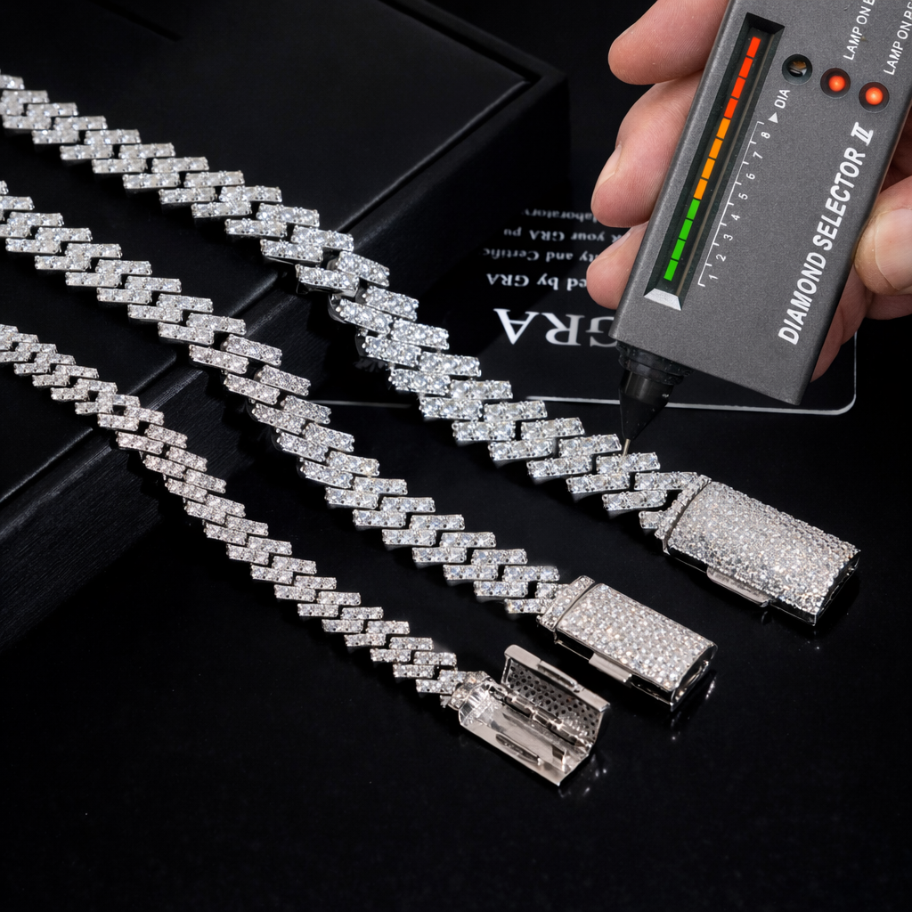 MONACO ICE VVS1 18K White Gold Cuban