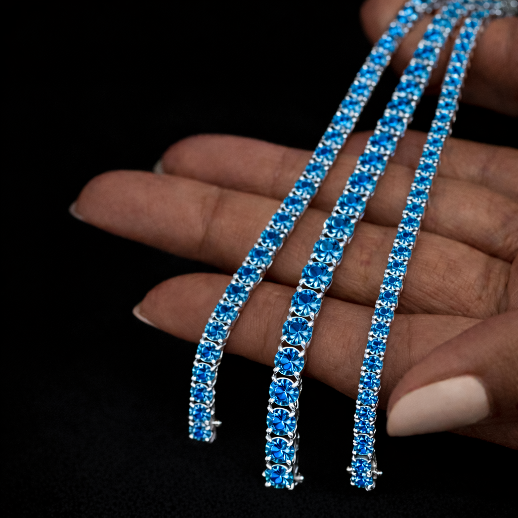 PURECUT ICE BLUE VVS1 18K White Gold Tennis