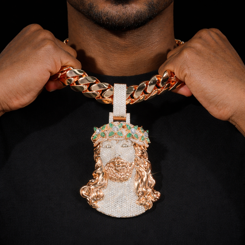 ICE OF FAITH VVS1 18K Rosé Gold Pendant