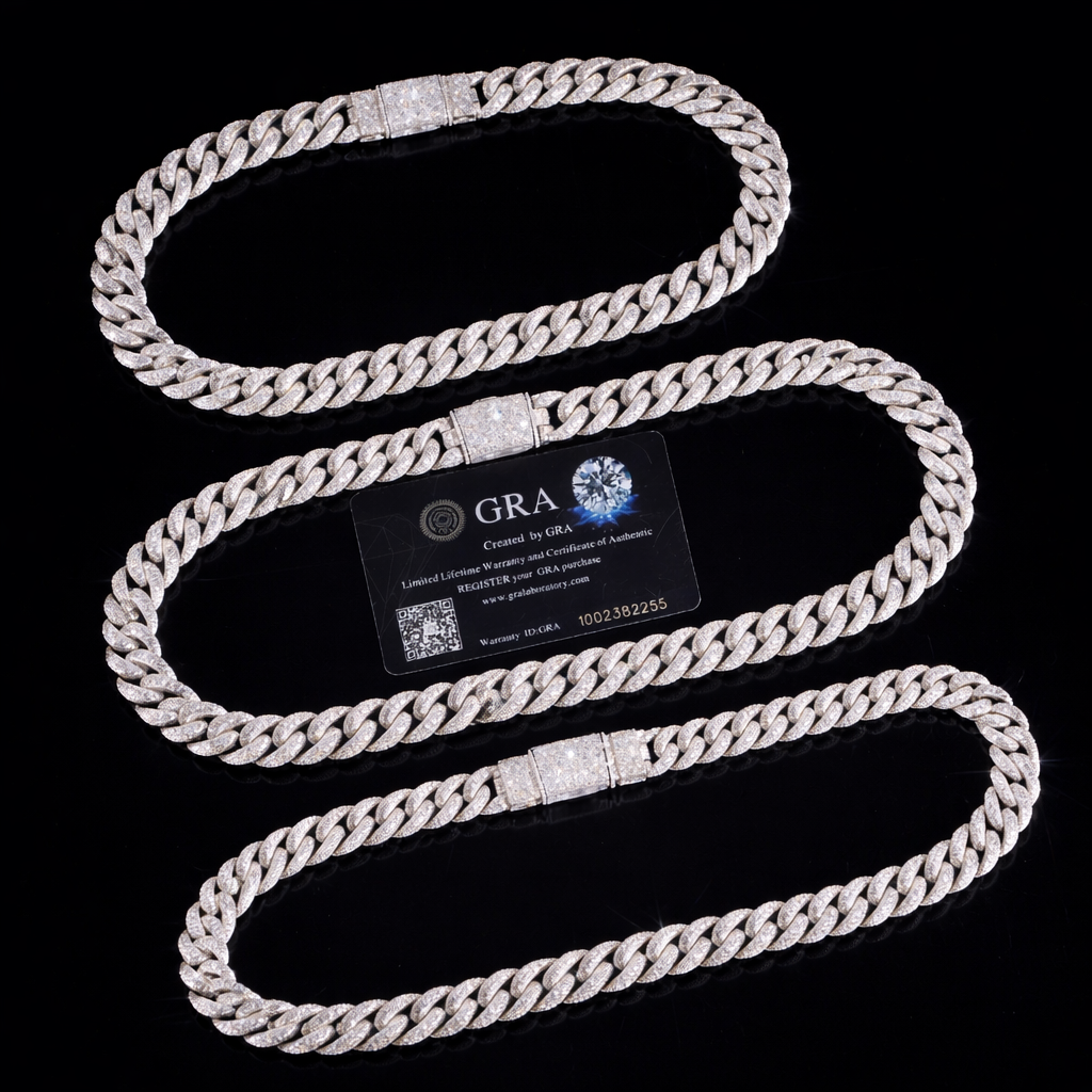 BIG ROYALS ICE VVS1 925 Silver Cuban