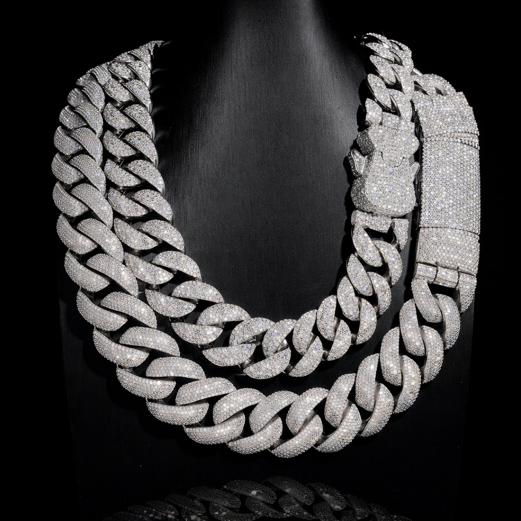 BIG ROYALS ICE VVS1 925 Silver Cuban