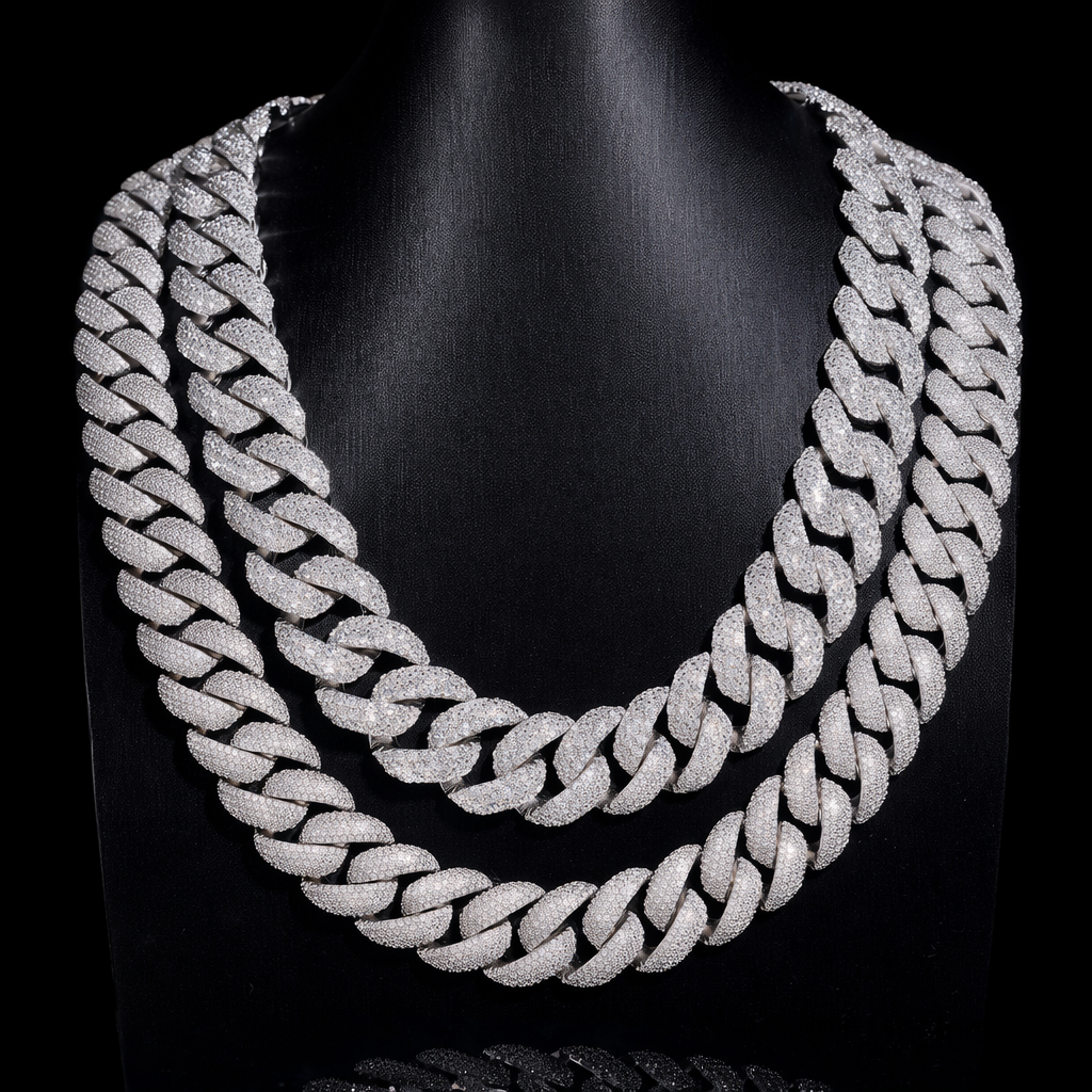 BIG ROYALS ICE VVS1 925 Silver Cuban