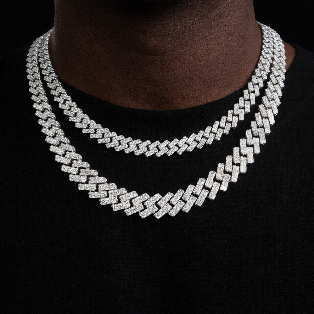 MONACO ICE VVS1 18K White Gold Cuban