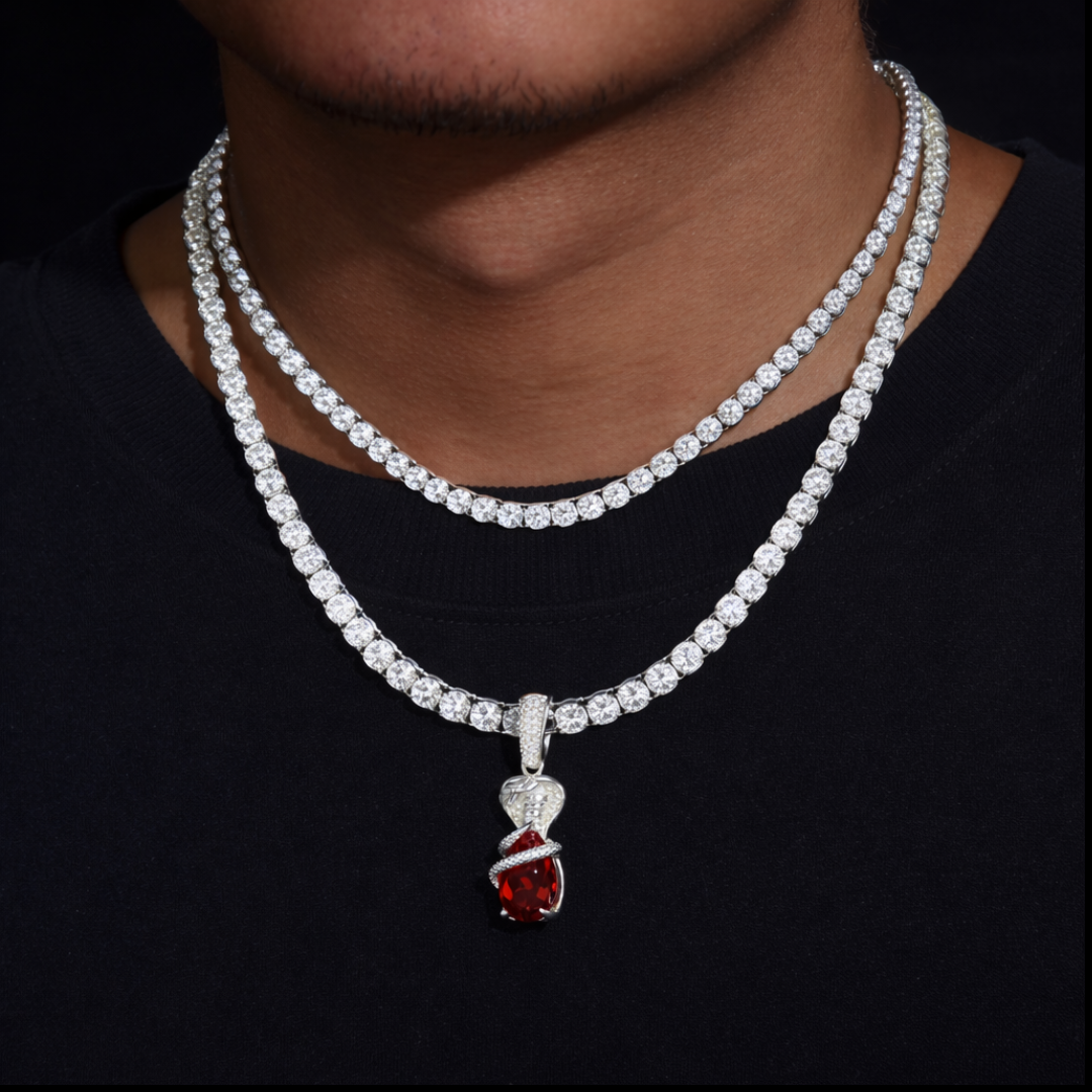 SERPENT OF ICE Red VVS1 18K White Gold Pendant