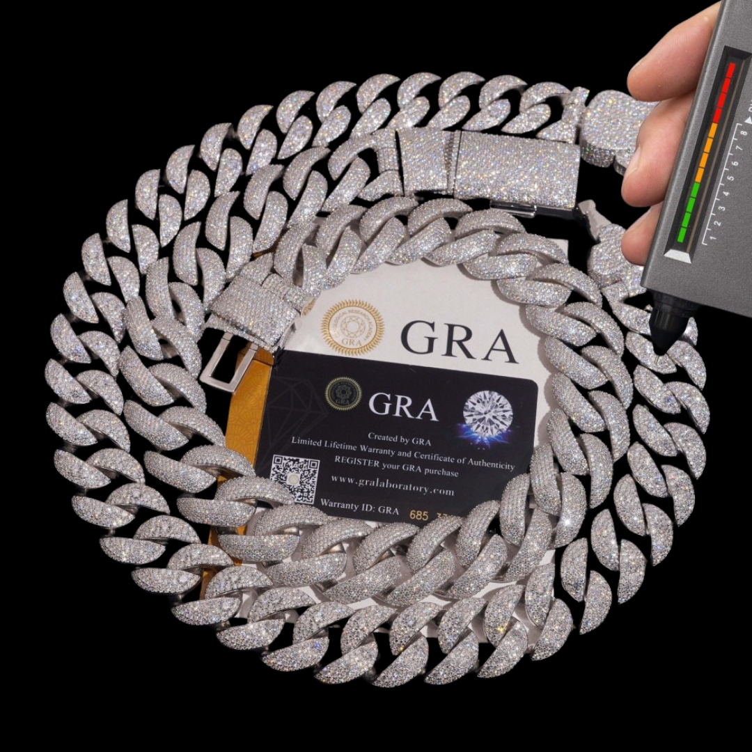 BIG ROYALS ICE VVS1 925 Silver Cuban