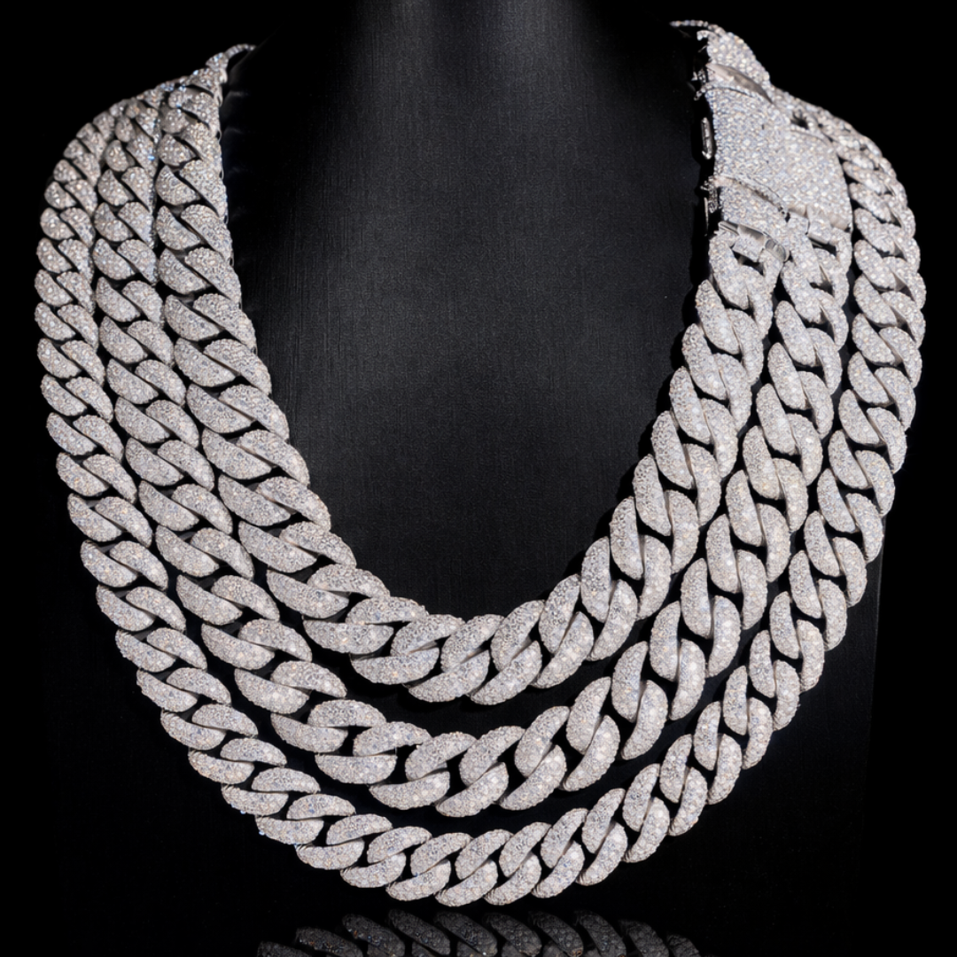 BIG ROYALS ICE VVS1 925 Silver Cuban