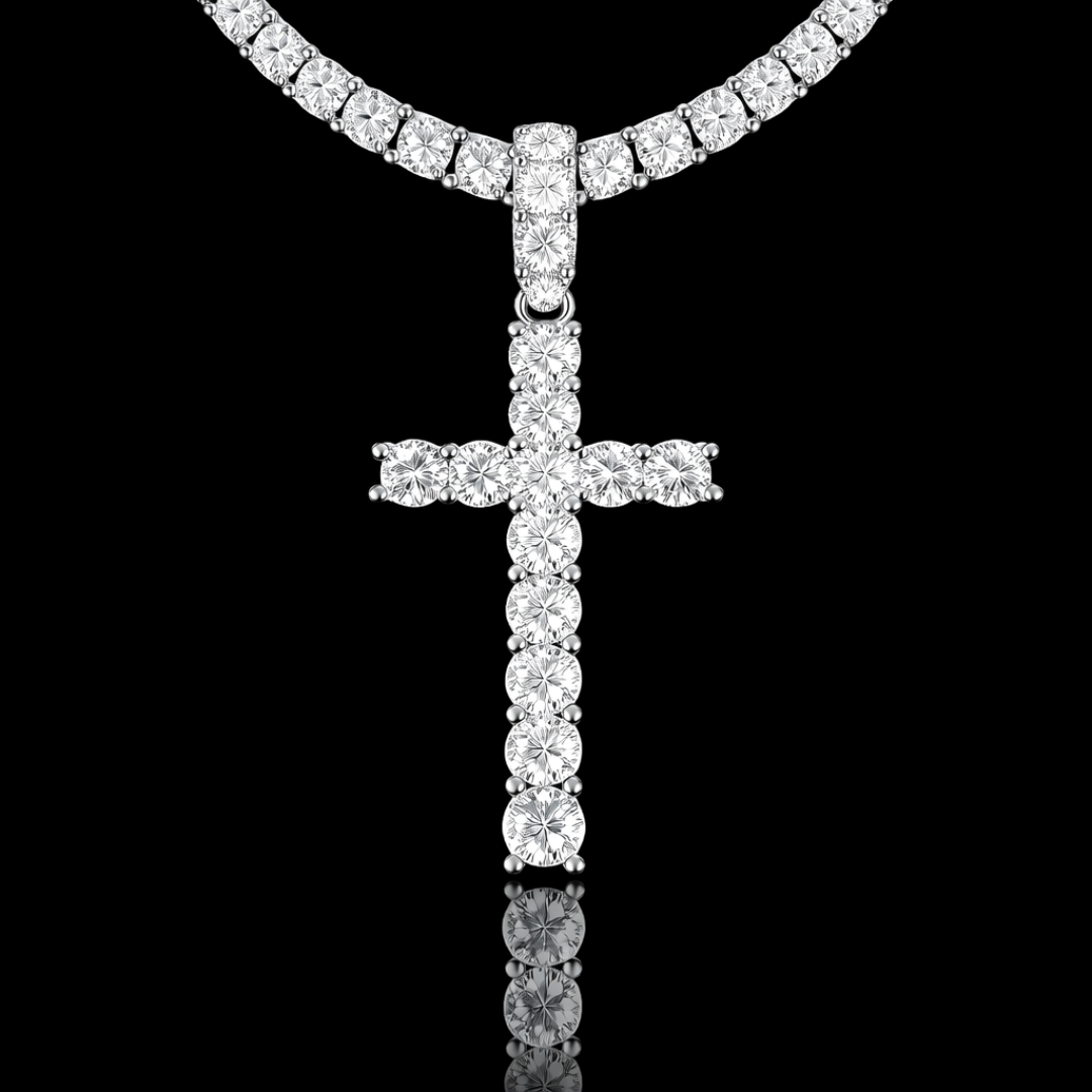 CROSS OF ICE VVS1 18K White Gold Pendant