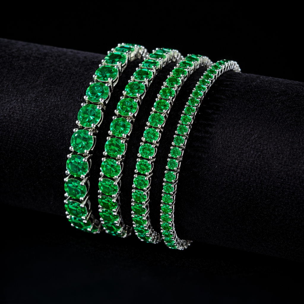 PURECUT ICE GREEN VVS1 18K White Gold Tennis