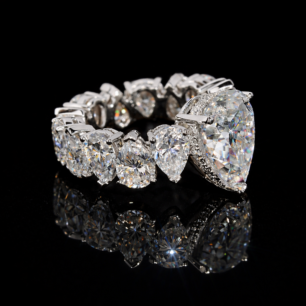 PURE ICE VVS1 10K Solid White Gold Ring