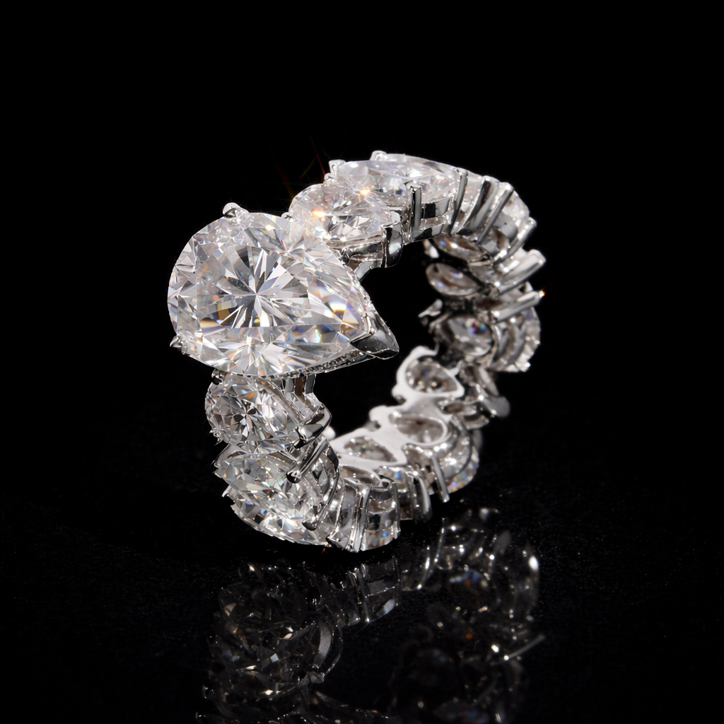 PURE ICE VVS1 10K Solid White Gold Ring