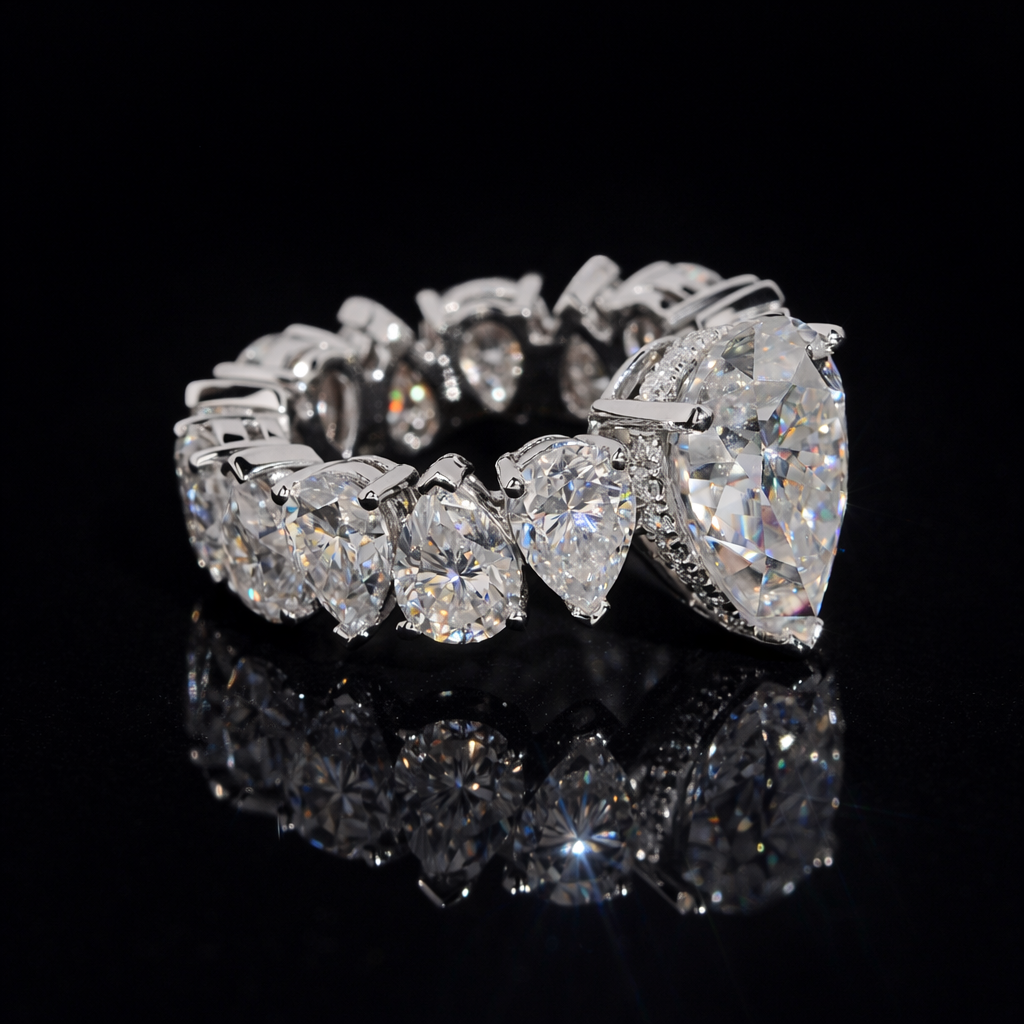 PURE ICE VVS1 10K Solid White Gold Ring