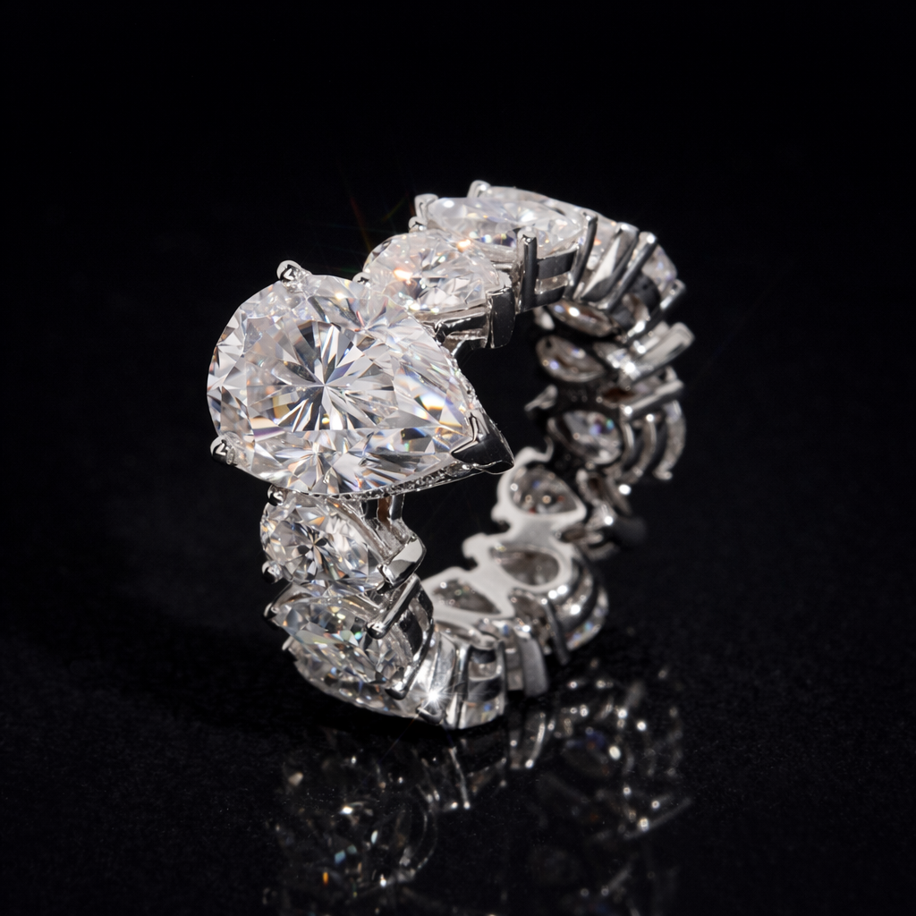 PURE ICE VVS1 10K Solid White Gold Ring