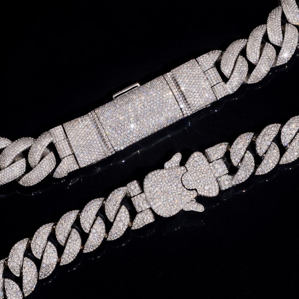 BIG ROYALS ICE VVS1 925 Silver Cuban