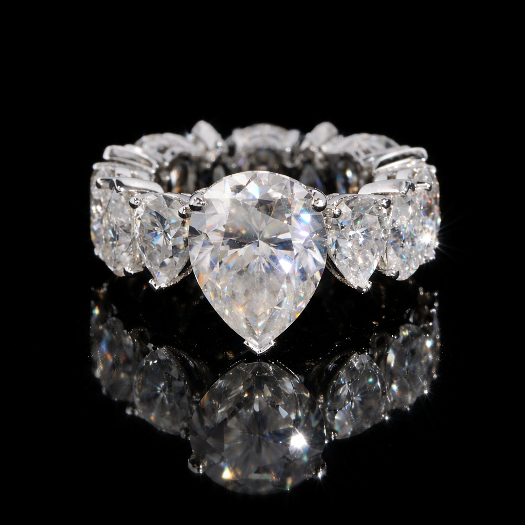 PURE ICE VVS1 10K Solid White Gold Ring