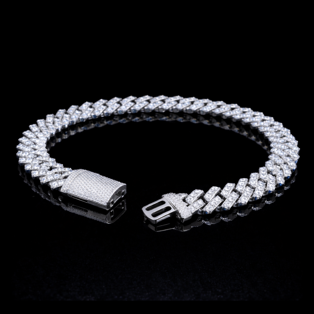 MONACO ICE VVS1 18K White Gold Cuban