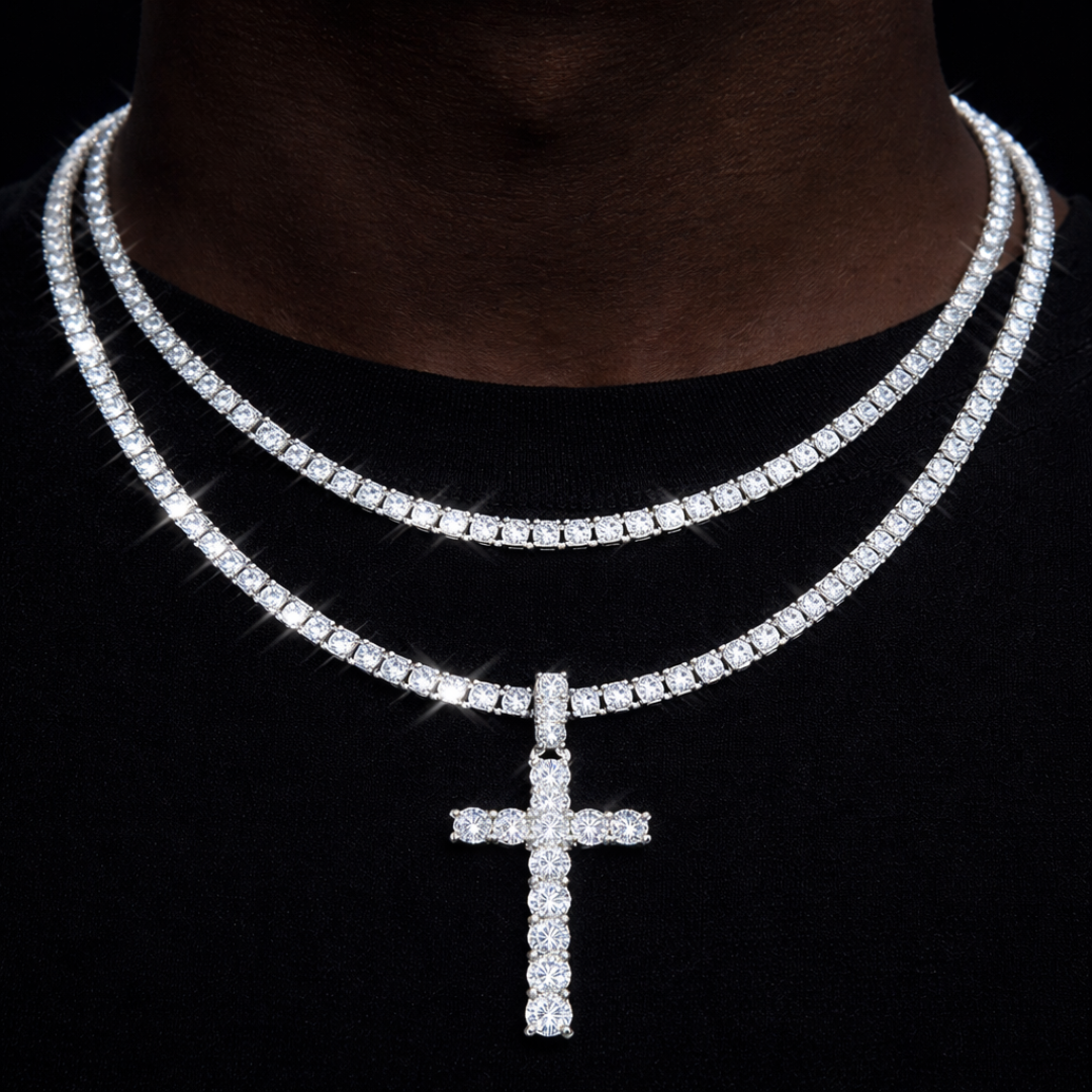 CROSS OF ICE VVS1 18K White Gold Pendant