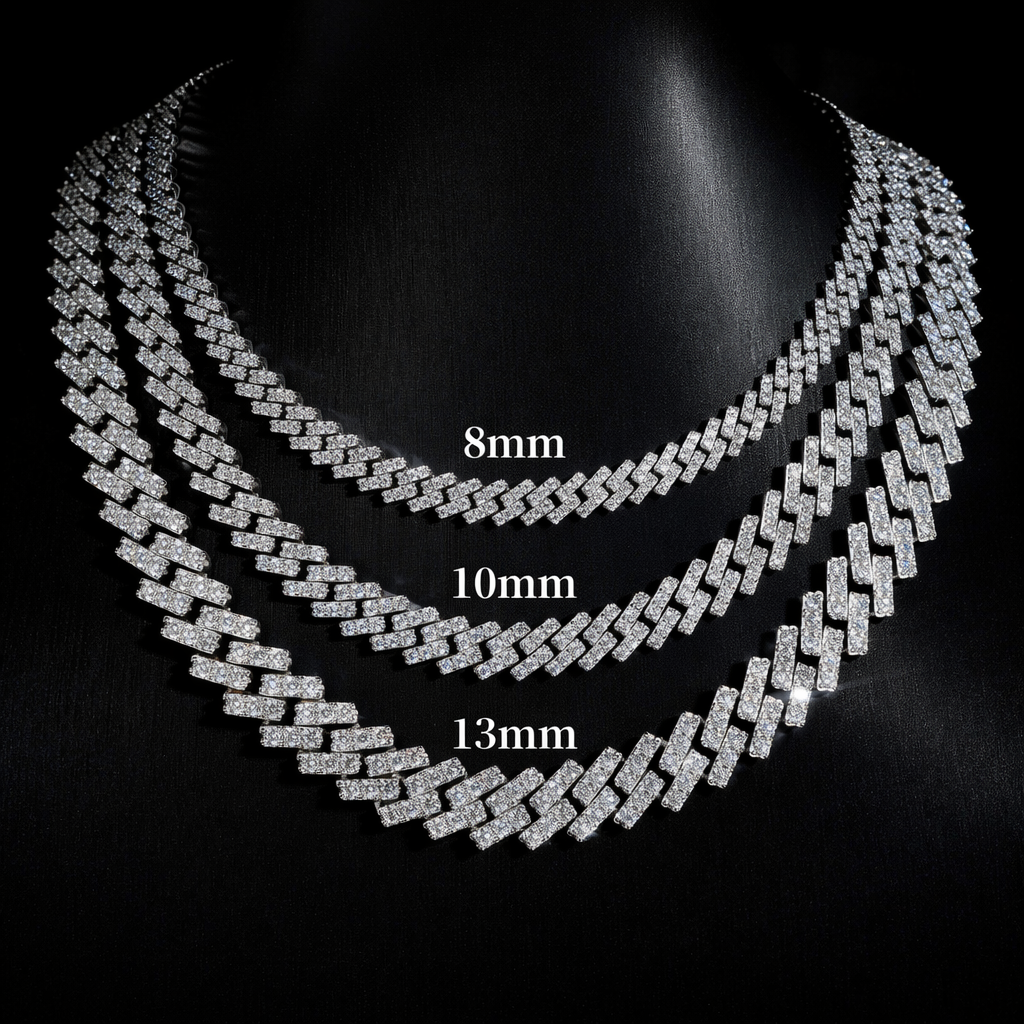 MONACO ICE VVS1 18K White Gold Cuban